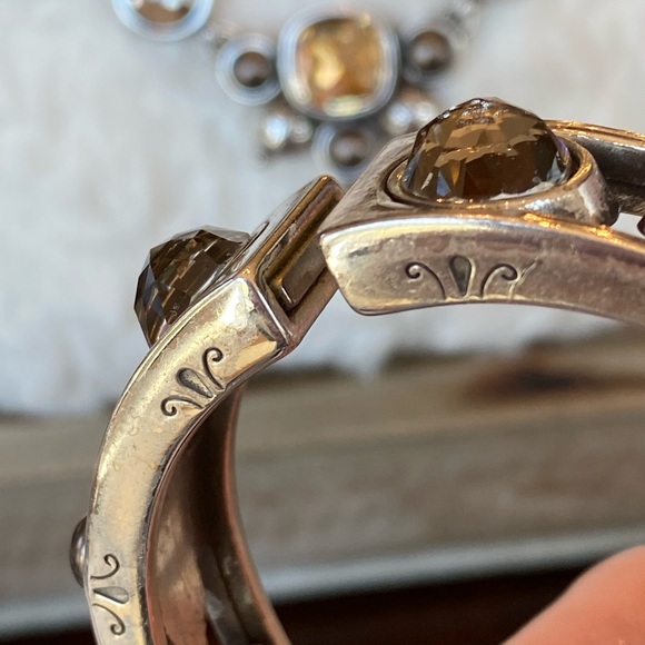 Brighton SELENE Champagne Neutral Crystal Pearl Necklace Bracelet Earrings set - Picture 7 of 16